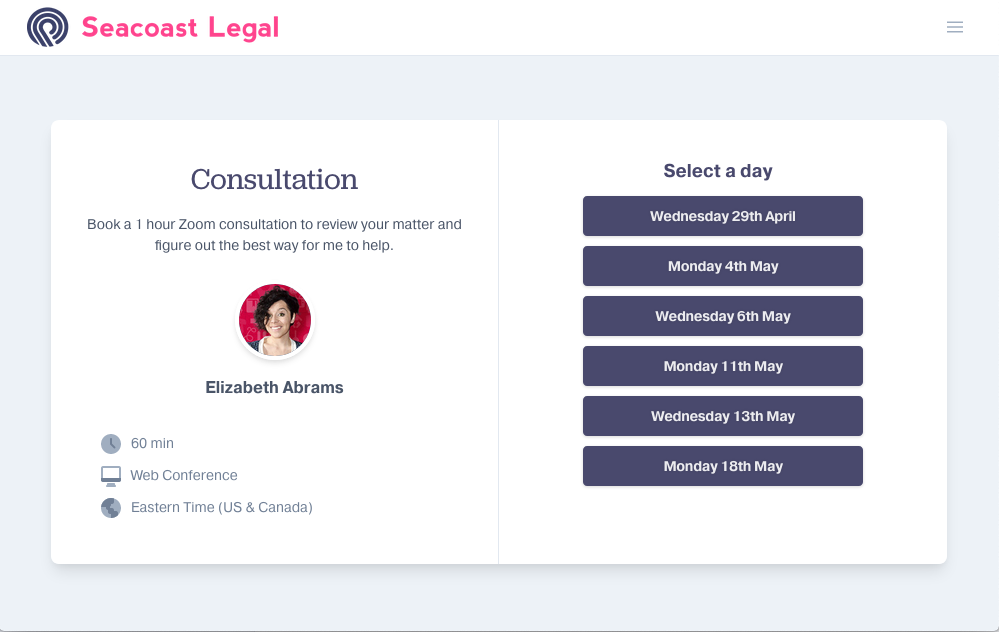 SimpleClient is the easiest online scheduler for lawyers